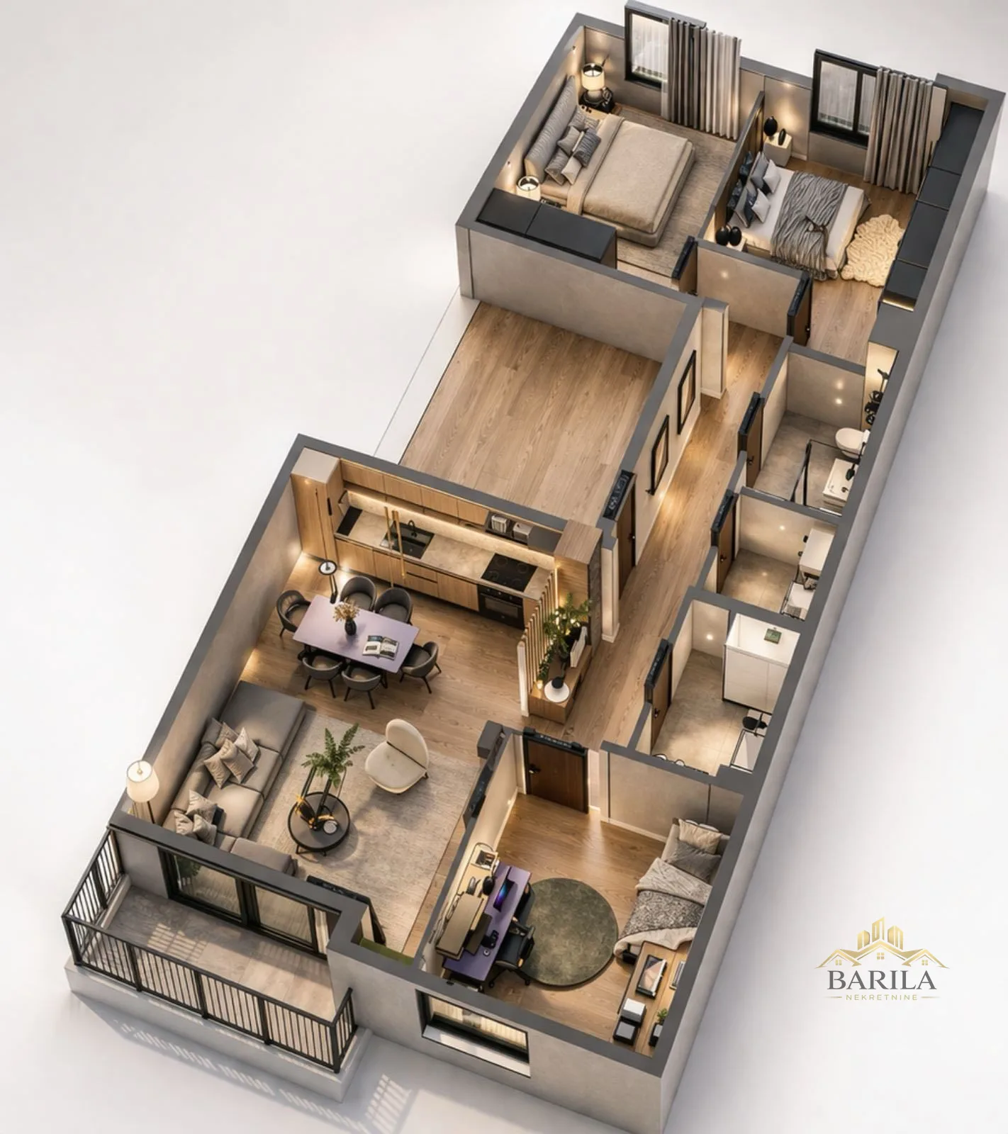 PANČEVO - NOVOGRADNJA - PORODIČAN STAN SA GARAŽNIM MESTOM  - 103 m² — Prodaja, Širi centar, Pančevo